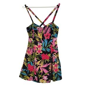 Lucy Love Rachel Slip‎ Dress Tropical Floral Black Mini XS NWT